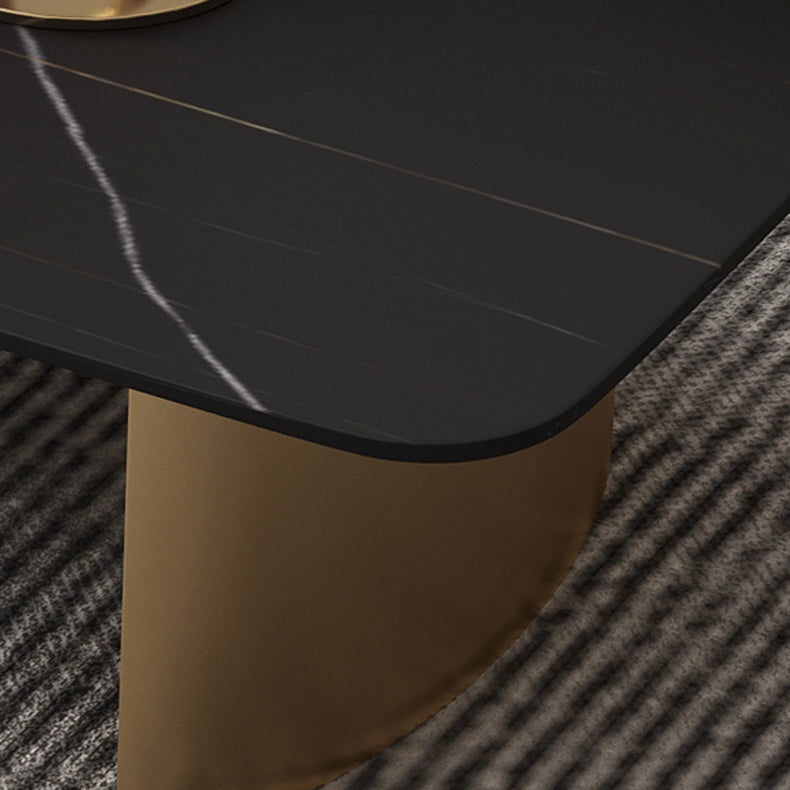 Glam Sled Coffee Table Slate Rectangular Cocktail Table for Home