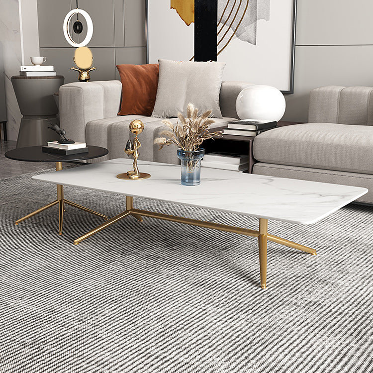 Glam Trestle Coffee Table Slate Rectangular Cocktail Table for Home