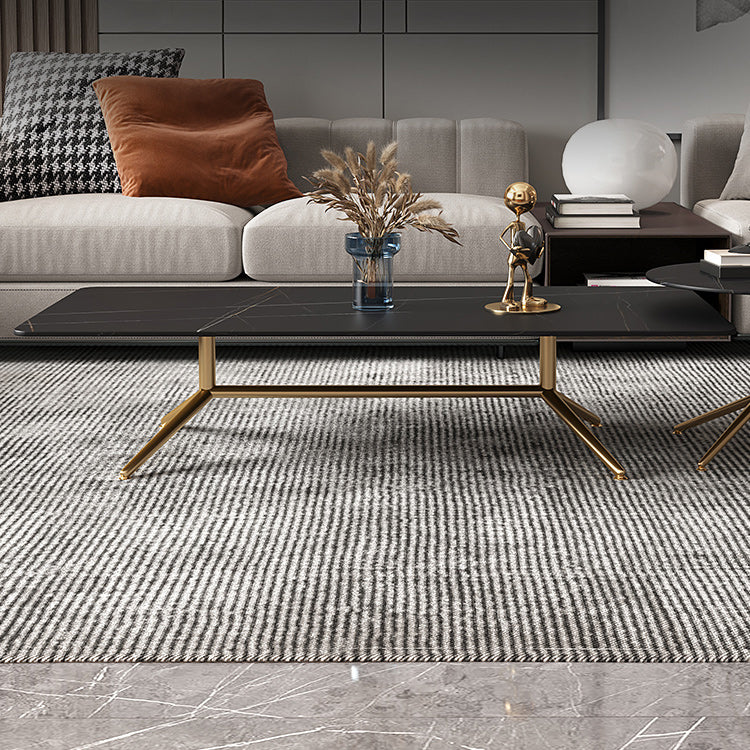 Glam Trestle Coffee Table Slate Rectangular Cocktail Table for Home