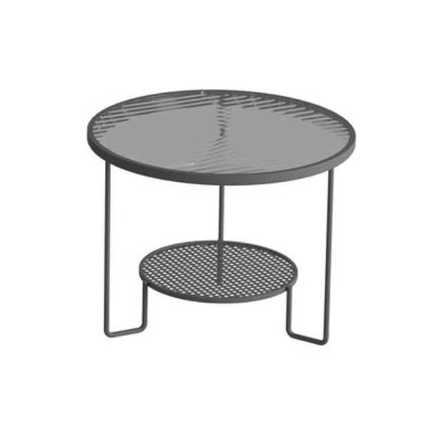 Contemporary Nesting Coffee Table Set with Round Glass Top and Iron Base