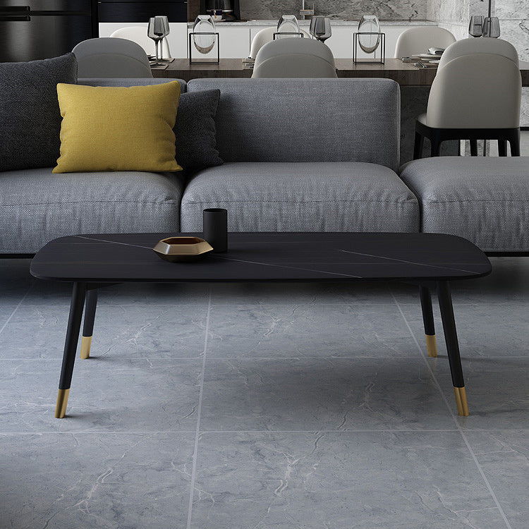 Glam Slate Coffee Table 4 Legs Rectangular Cocktail Table for Home