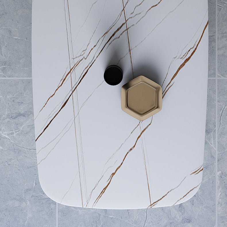 Glam Slate Coffee Table 4 Legs Rectangular Cocktail Table for Home