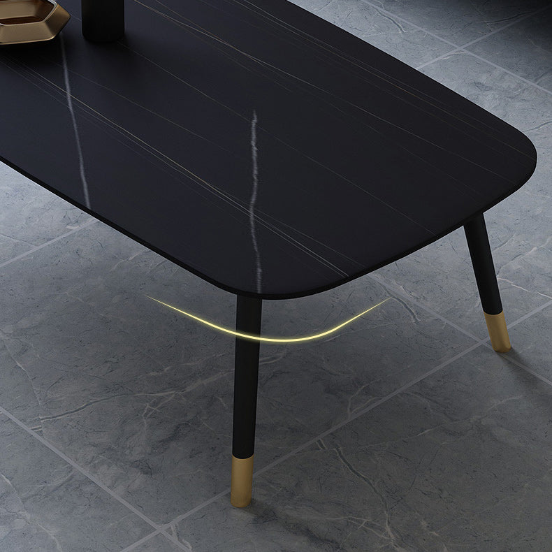 Glam Slate Coffee Table 4 Legs Rectangular Cocktail Table for Home