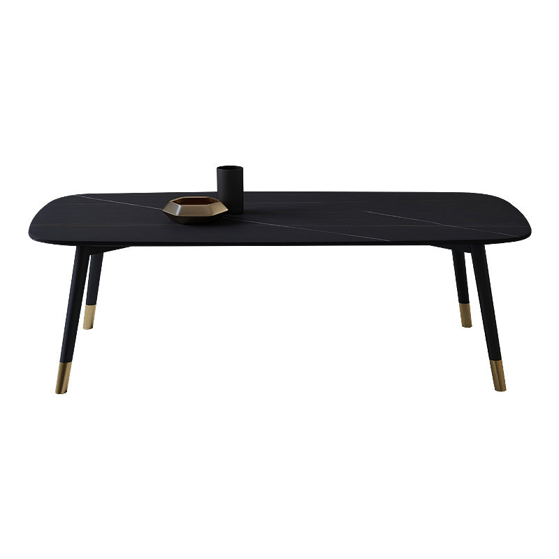 Glam Slate Coffee Table 4 Legs Rectangular Cocktail Table for Home