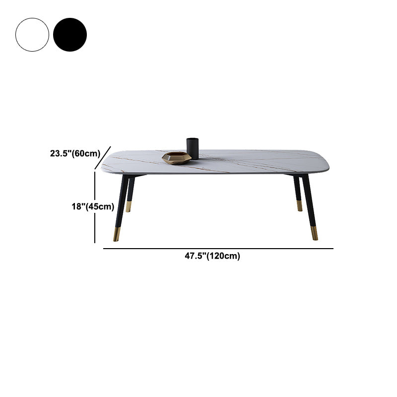 Glam Slate Coffee Table 4 Legs Rectangular Cocktail Table for Home