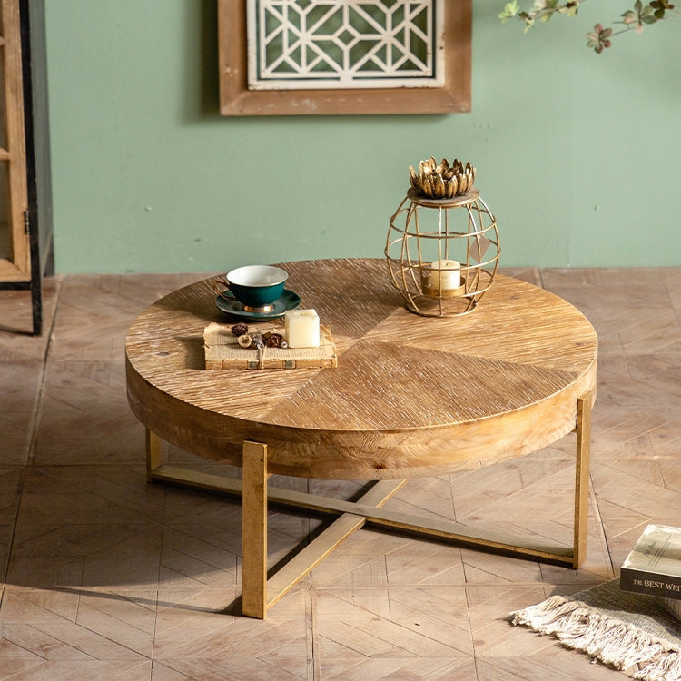 Scandinavian 4 Legs Cocktail Table Round Wooden Coffee Table for Home