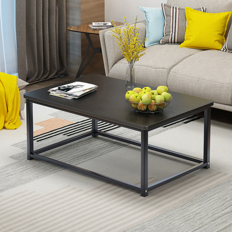 Contemporary Rectangle Coffee Table with Iron Frame Base and Wooden Top
