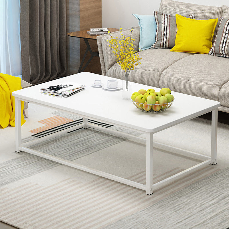 Contemporary Rectangle Coffee Table with Iron Frame Base and Wooden Top
