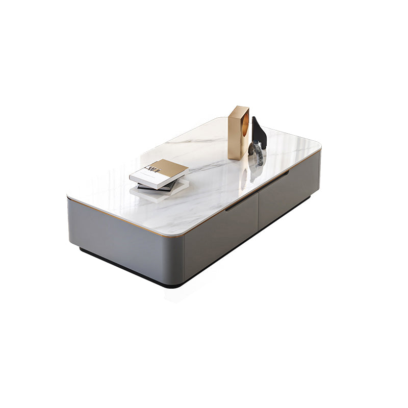 Glam Sled Coffee Table Slate Rectangular Coffee Table Set for Bedroom and Living Room