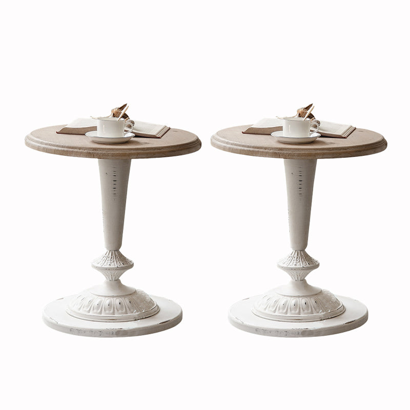 19.69 inch Wide Rustic Style Side End Table Metal Pedestal Round Sofa Side Accent Table