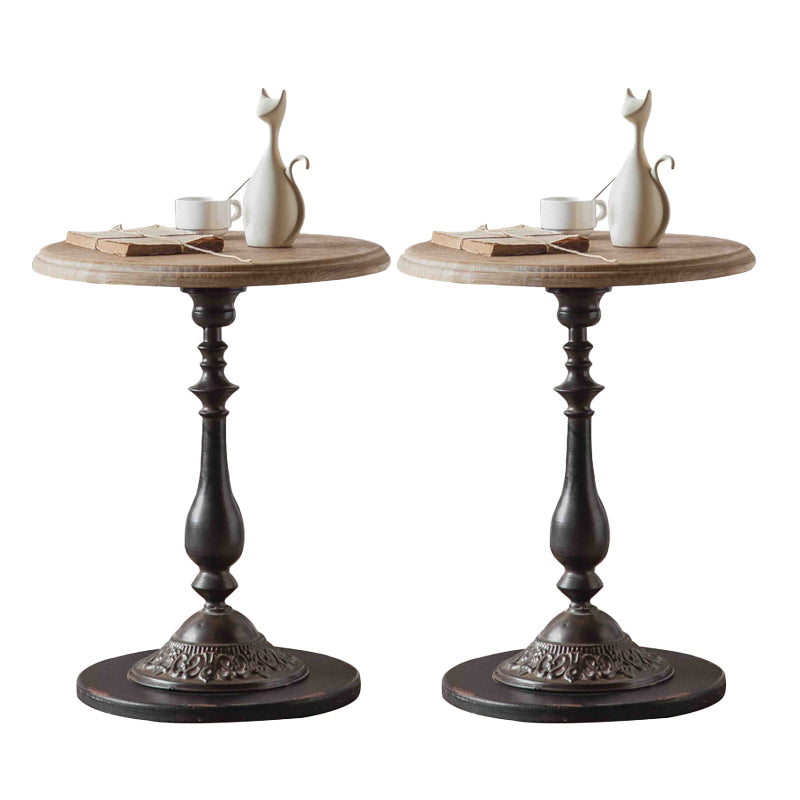 19.69 inch Wide Rustic Style Side End Table Metal Pedestal Round Sofa Side Accent Table