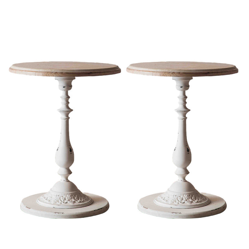 19.69 inch Wide Rustic Style Side End Table Metal Pedestal Round Sofa Side Accent Table