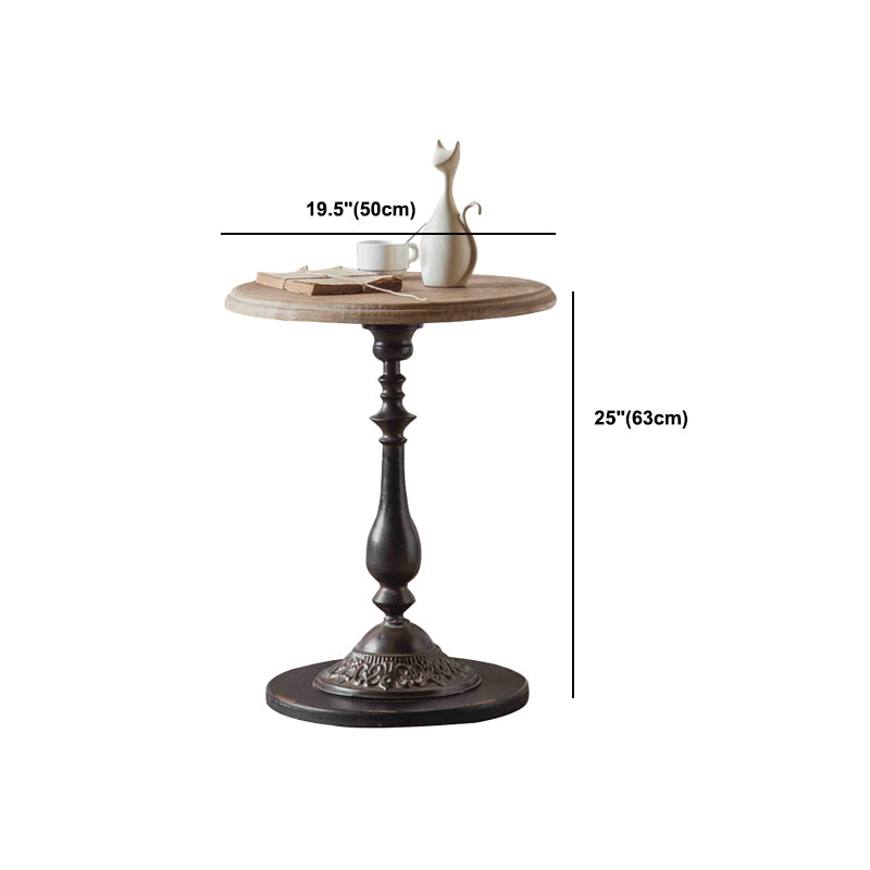 19.69 inch Wide Rustic Style Side End Table Metal Pedestal Round Sofa Side Accent Table
