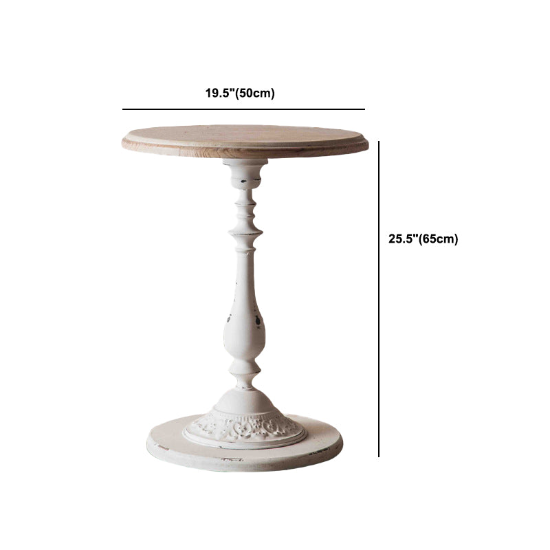 19.69 inch Wide Rustic Style Side End Table Metal Pedestal Round Sofa Side Accent Table