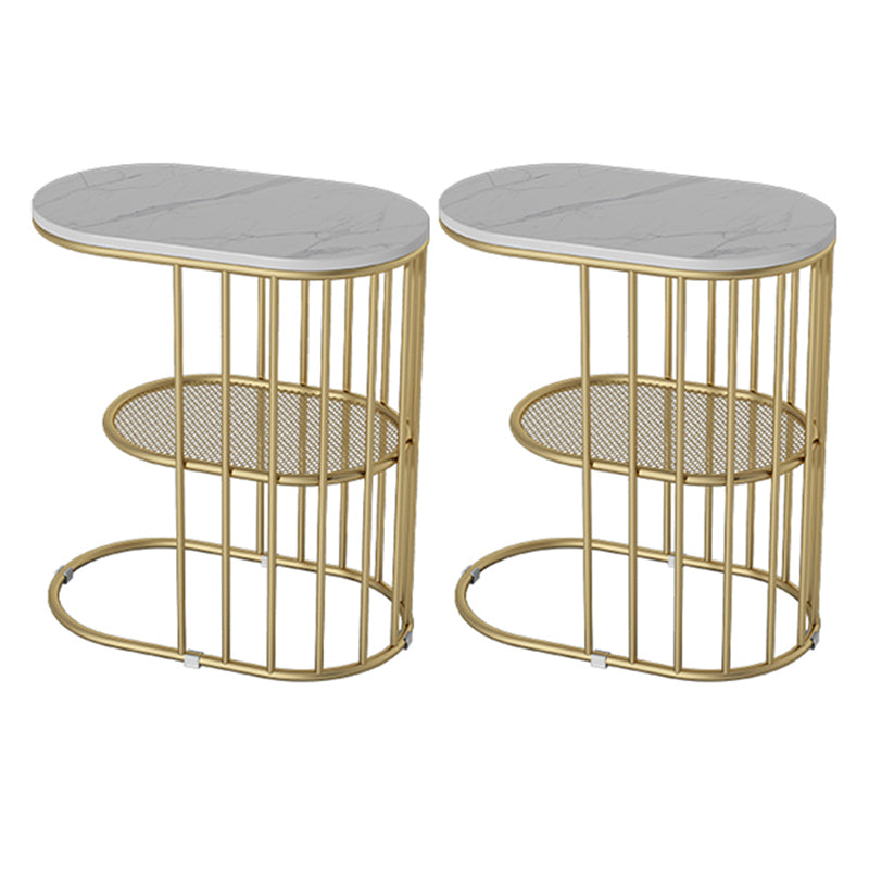 Minimalist Oval Corner Table Slate C Side Table for Living Room