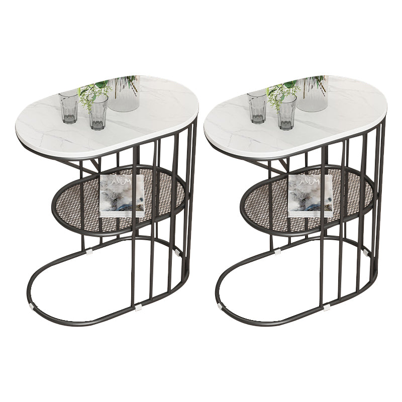 Minimalist Oval Corner Table Slate C Side Table for Living Room