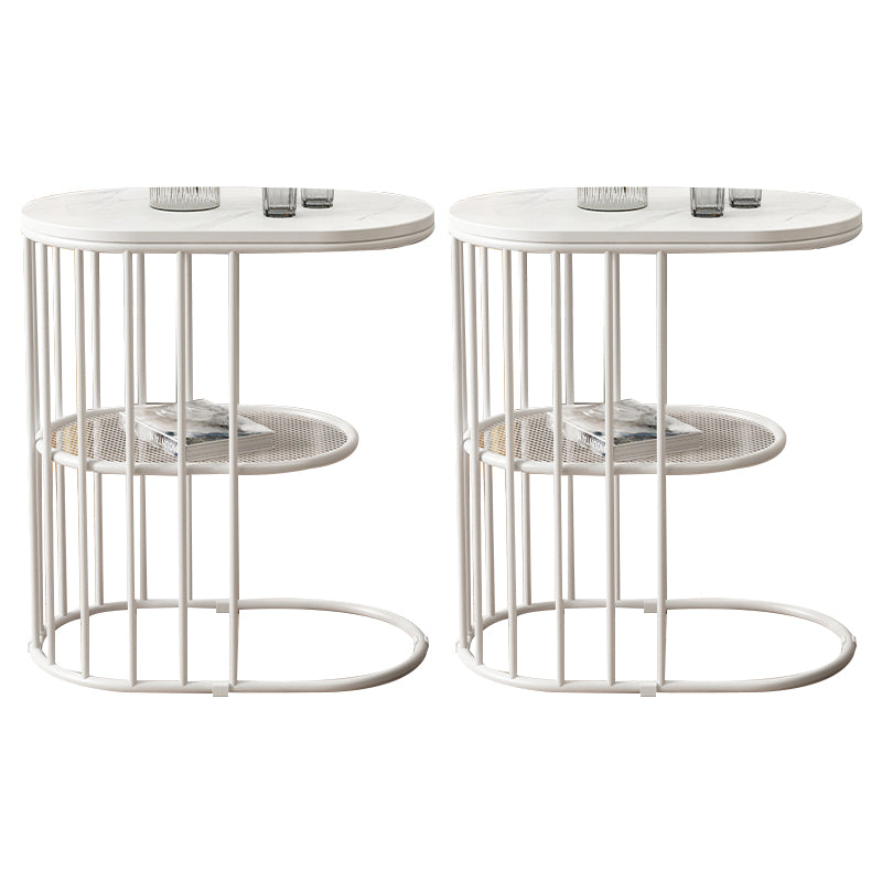 Minimalist Oval Corner Table Slate C Side Table for Living Room