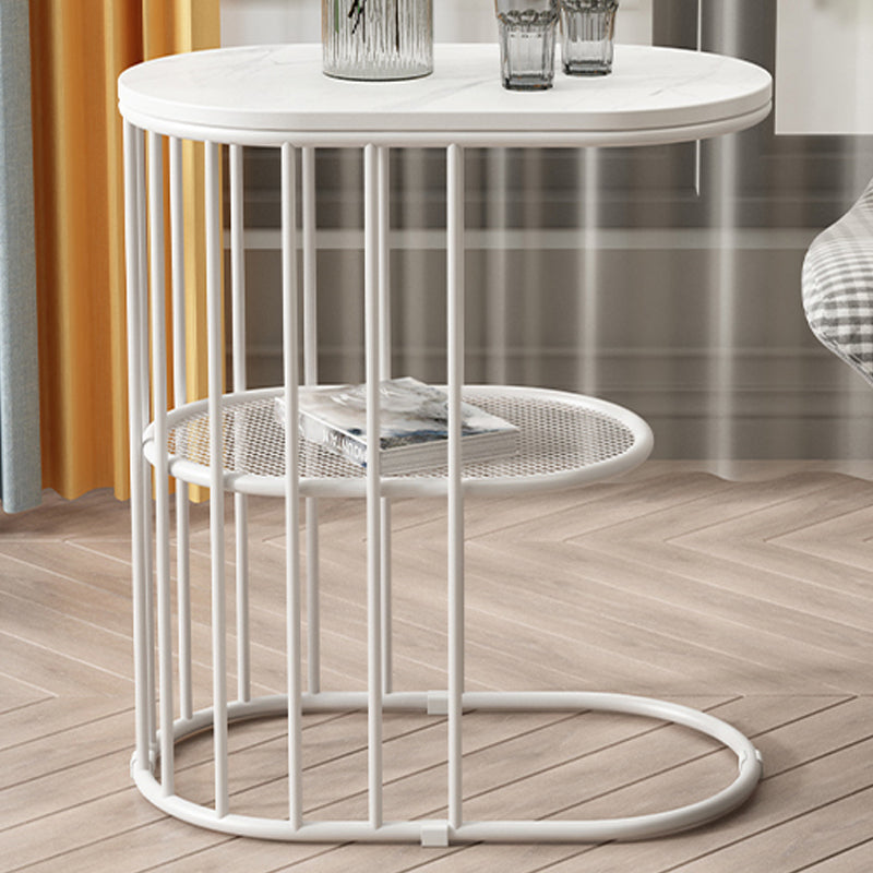 Minimalist Oval Corner Table Slate C Side Table for Living Room