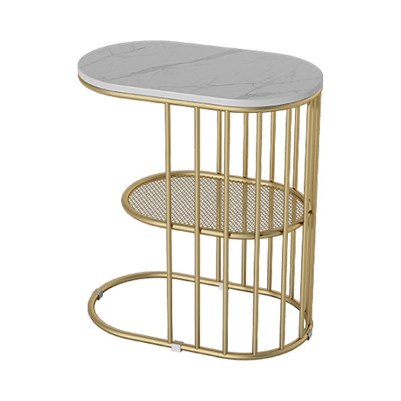 Minimalist Oval Corner Table Slate C Side Table for Living Room