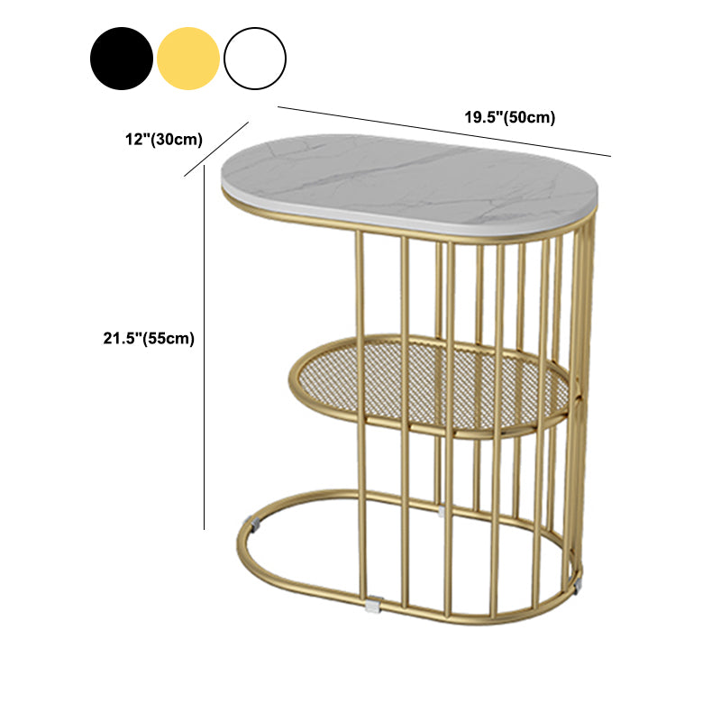 Minimalist Oval Corner Table Slate C Side Table for Living Room