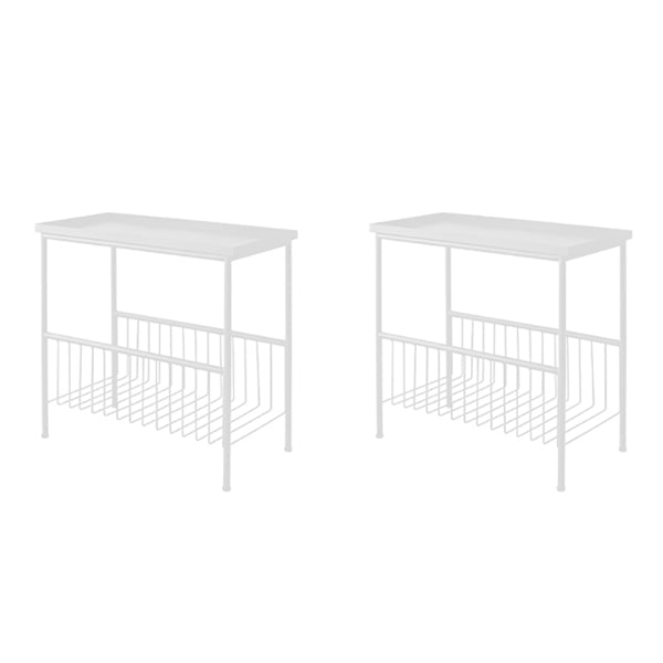 Black/white Modern Style End Table Metal Rectangular Top Side Table with Storage