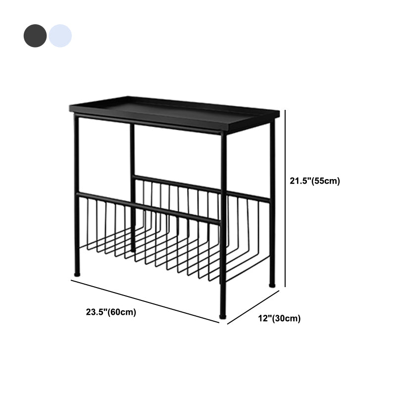 Black/white Modern Style End Table Metal Rectangular Top Side Table with Storage