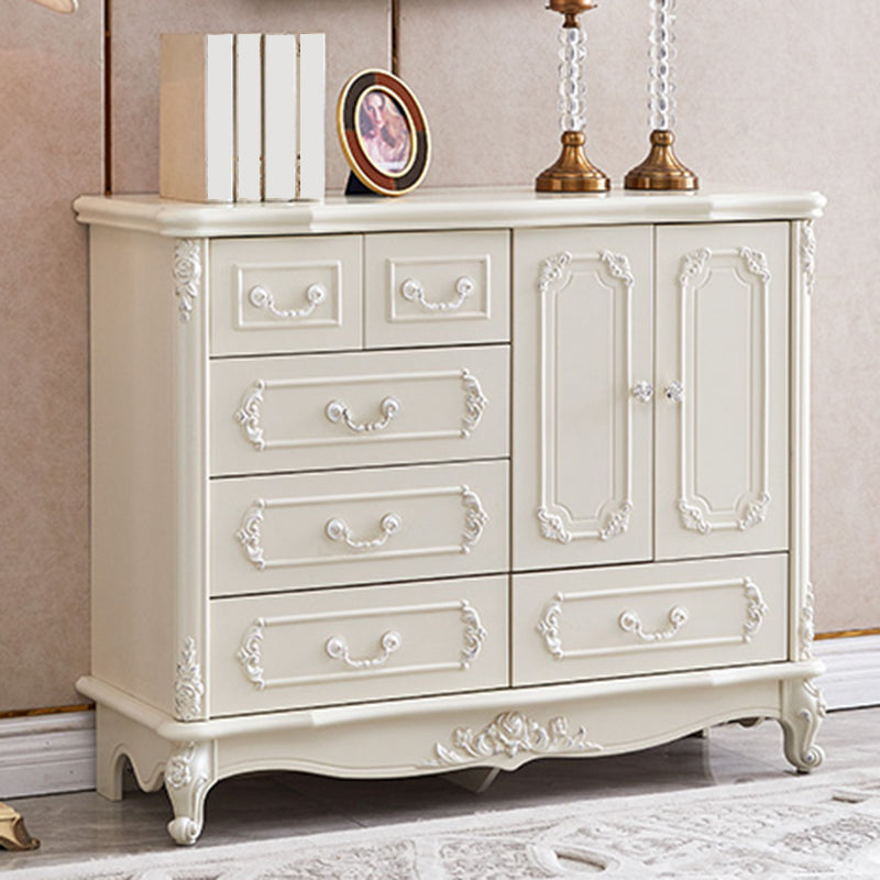 38.58"/49.21" Tall White Wooden Cabinet, Rectangle Accent Cabinet with Drawers