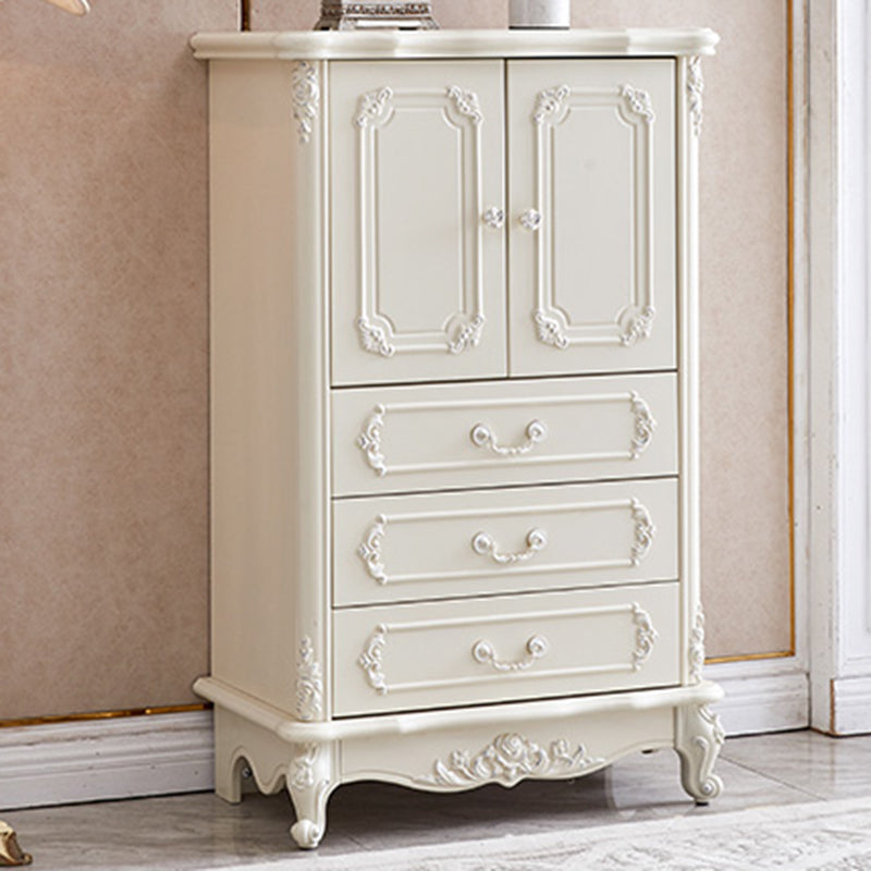 38.58"/49.21" Tall White Wooden Cabinet, Rectangle Accent Cabinet with Drawers