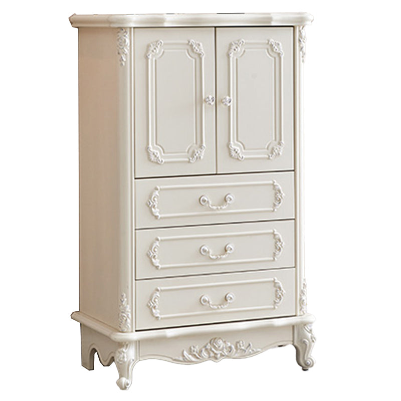 38.58"/49.21" Tall White Wooden Cabinet, Rectangle Accent Cabinet with Drawers