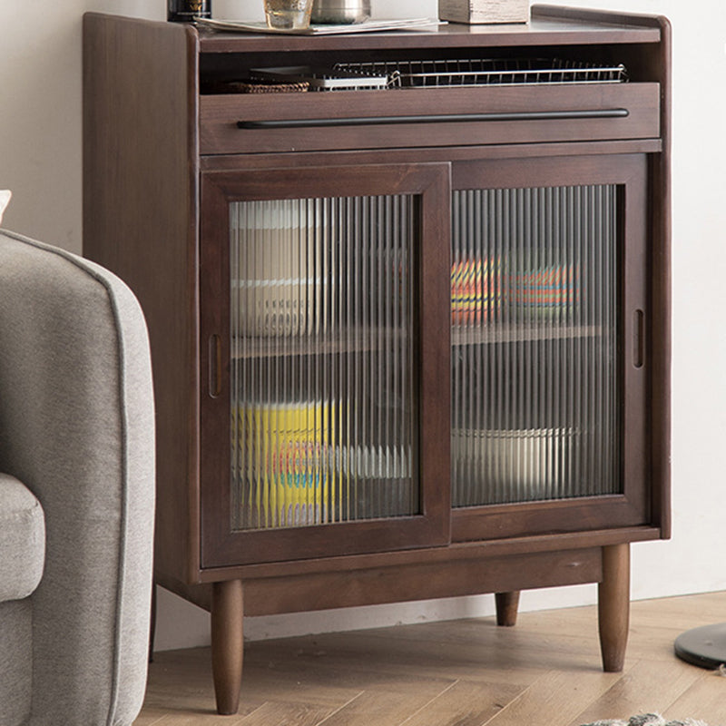 36.22"Tall 1- Drawer Wooden Cabinet , Glass Paned Rectangle Accent Cabinet