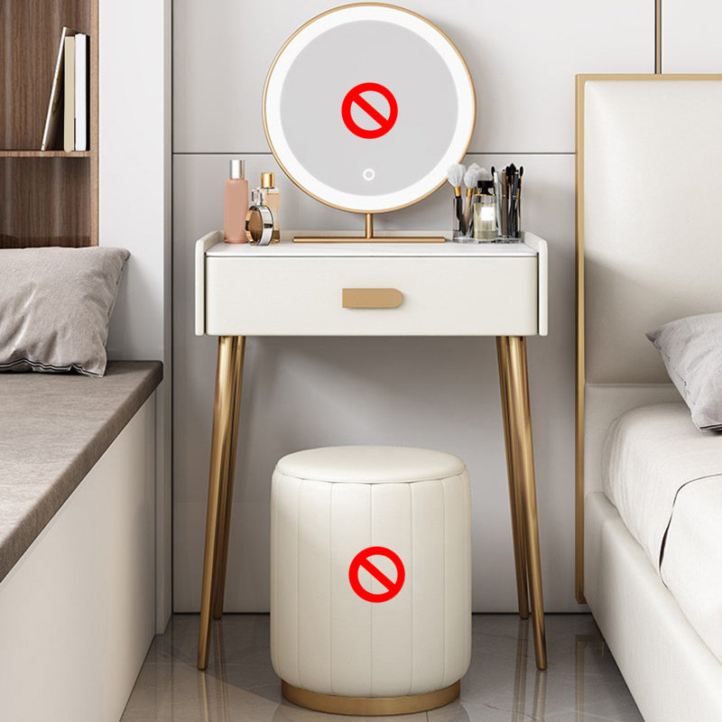 White Vanity Dressing Table Set Stone Top Dresser with Storage Drawers