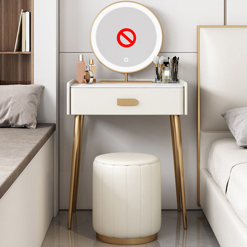 White Vanity Dressing Table Set Stone Top Dresser with Storage Drawers