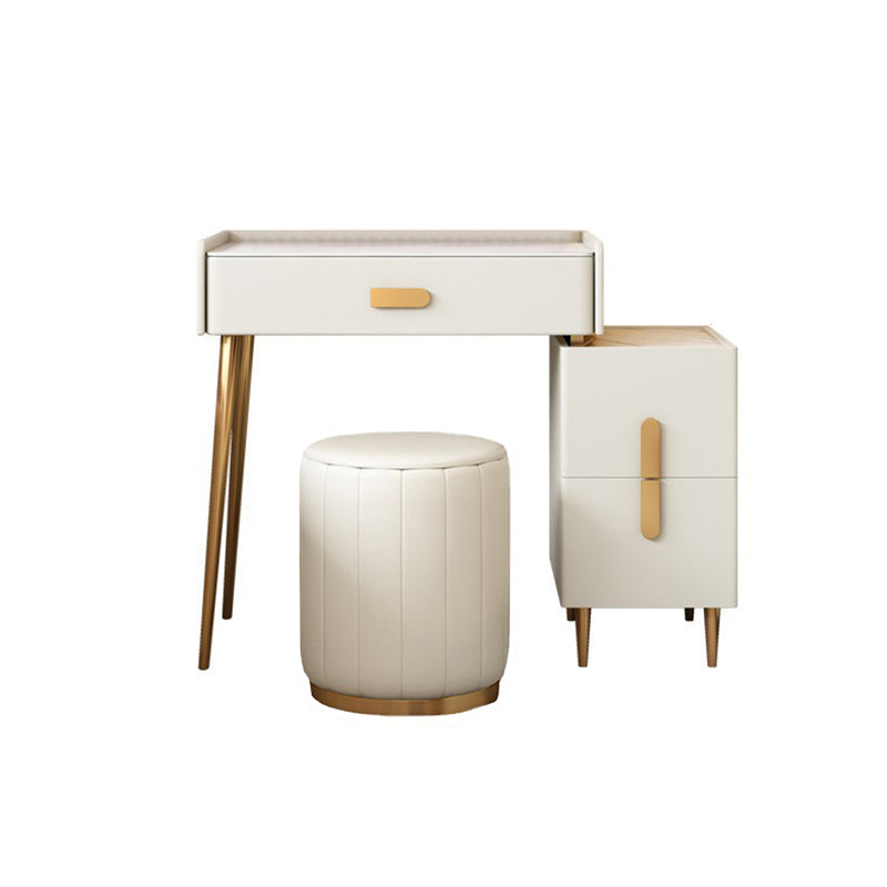 White Vanity Dressing Table Set Stone Top Dresser with Storage Drawers