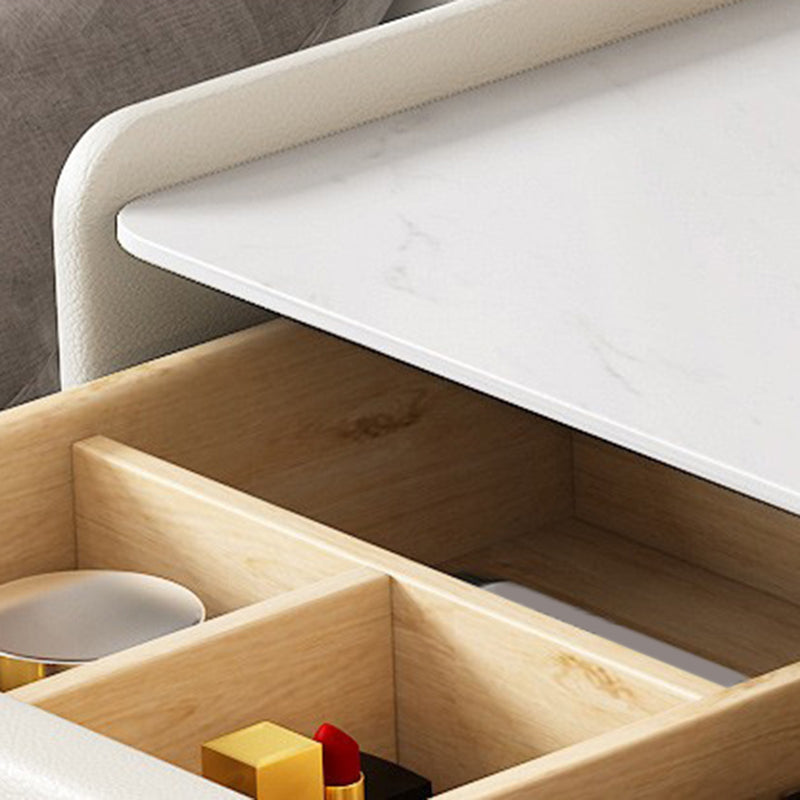 White Vanity Dressing Table Set Stone Top Dresser with Storage Drawers