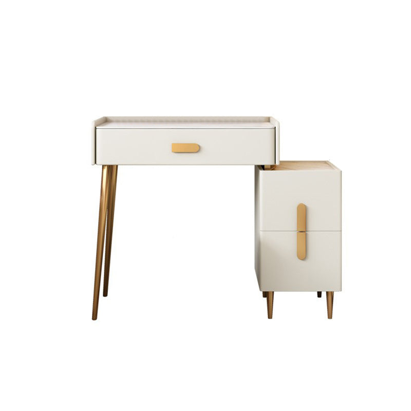 White Vanity Dressing Table Set Stone Top Dresser with Storage Drawers