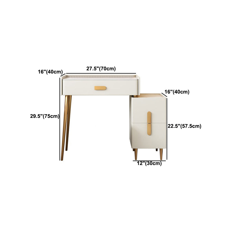 White Vanity Dressing Table Set Stone Top Dresser with Storage Drawers