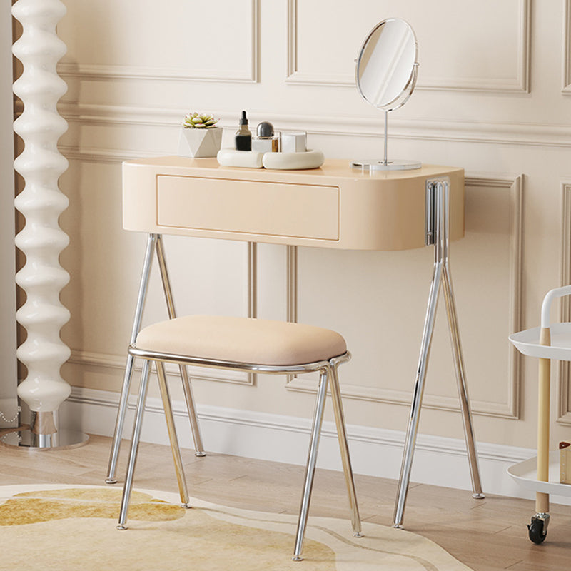 Engineered Wood Vanity and Stool in Black/Beige Dressing Table