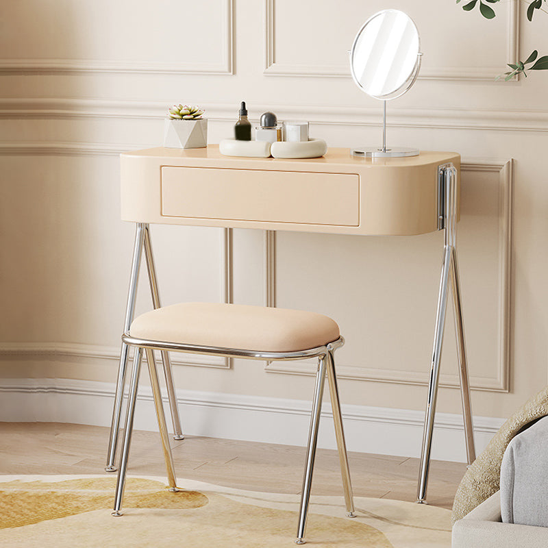 Engineered Wood Vanity and Stool in Black/Beige Dressing Table
