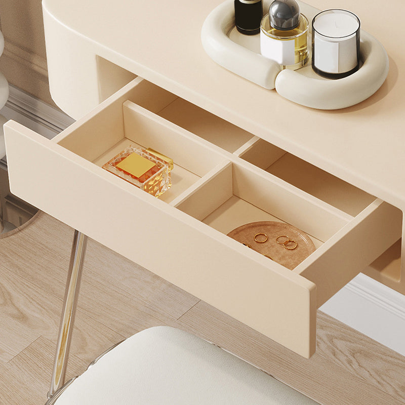 Engineered Wood Vanity and Stool in Black/Beige Dressing Table