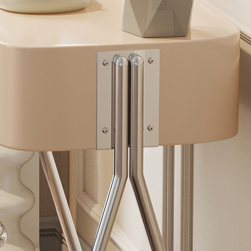 Engineered Wood Vanity and Stool in Black/Beige Dressing Table