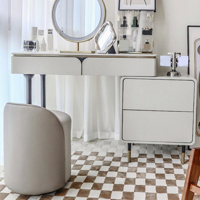 White Vanity Metal Make-up Vanity Stone Top Dressing Table Stool Set