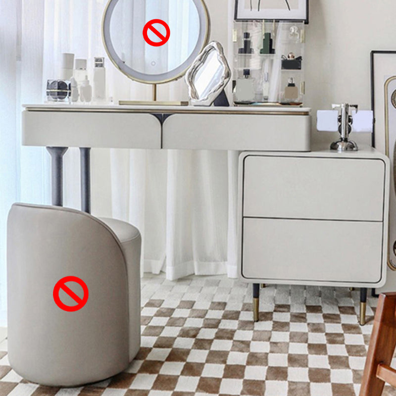 White Vanity Metal Make-up Vanity Stone Top Dressing Table Stool Set