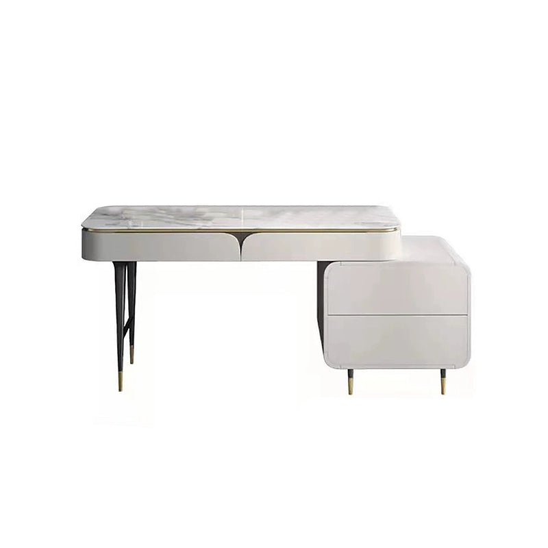 White Vanity Metal Make-up Vanity Stone Top Dressing Table Stool Set