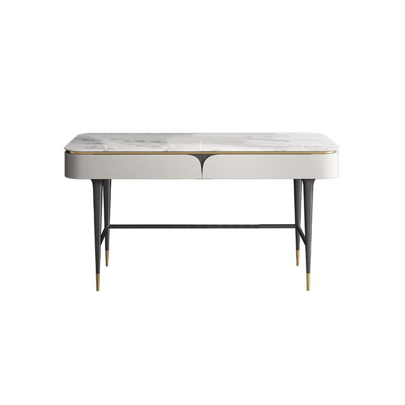 White Vanity Metal Make-up Vanity Stone Top Dressing Table Stool Set