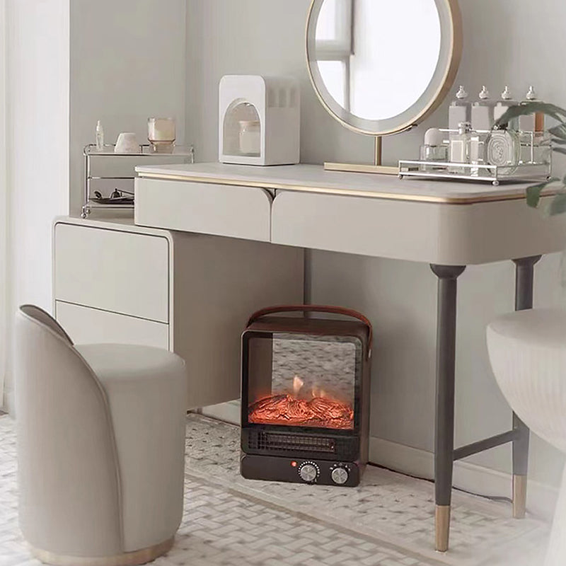 White Vanity Metal Make-up Vanity Stone Top Dressing Table Stool Set