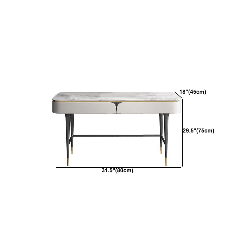 White Vanity Metal Make-up Vanity Stone Top Dressing Table Stool Set