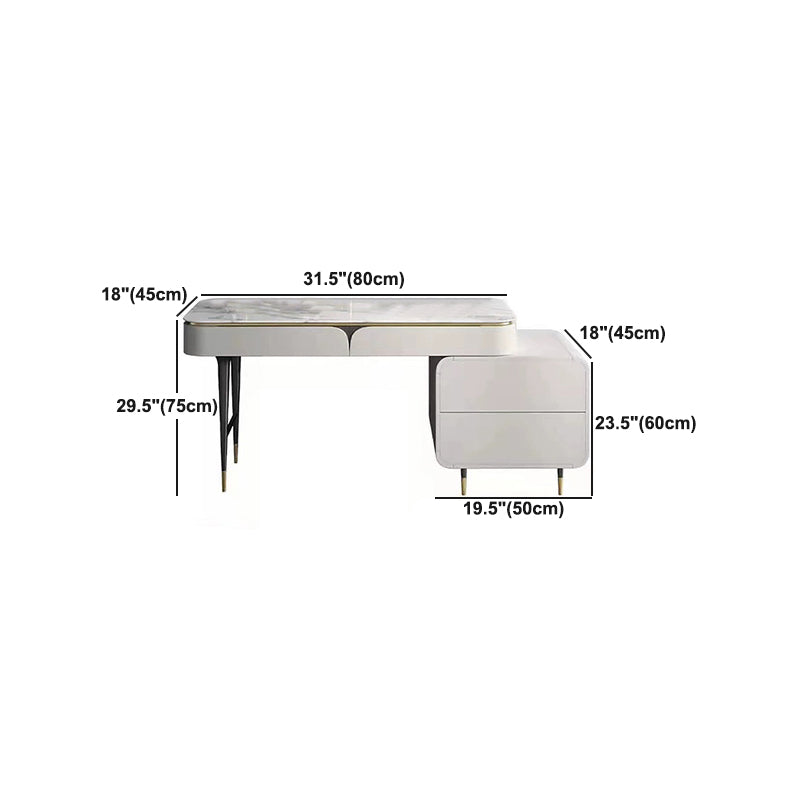 White Vanity Metal Make-up Vanity Stone Top Dressing Table Stool Set
