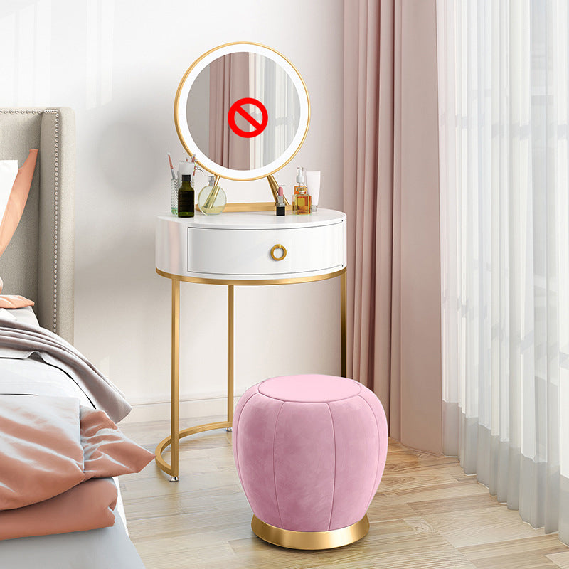 Wood and Metal Vanity Table in White/Green Makeup Desk with 1 Drawer