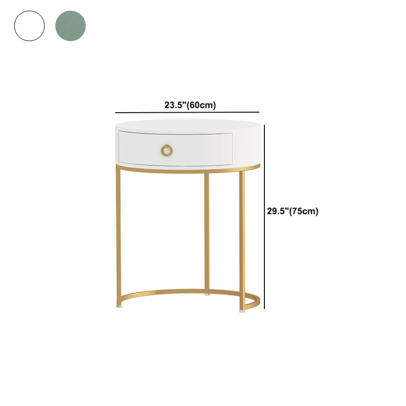 Wood and Metal Vanity Table in White/Green Makeup Desk with 1 Drawer