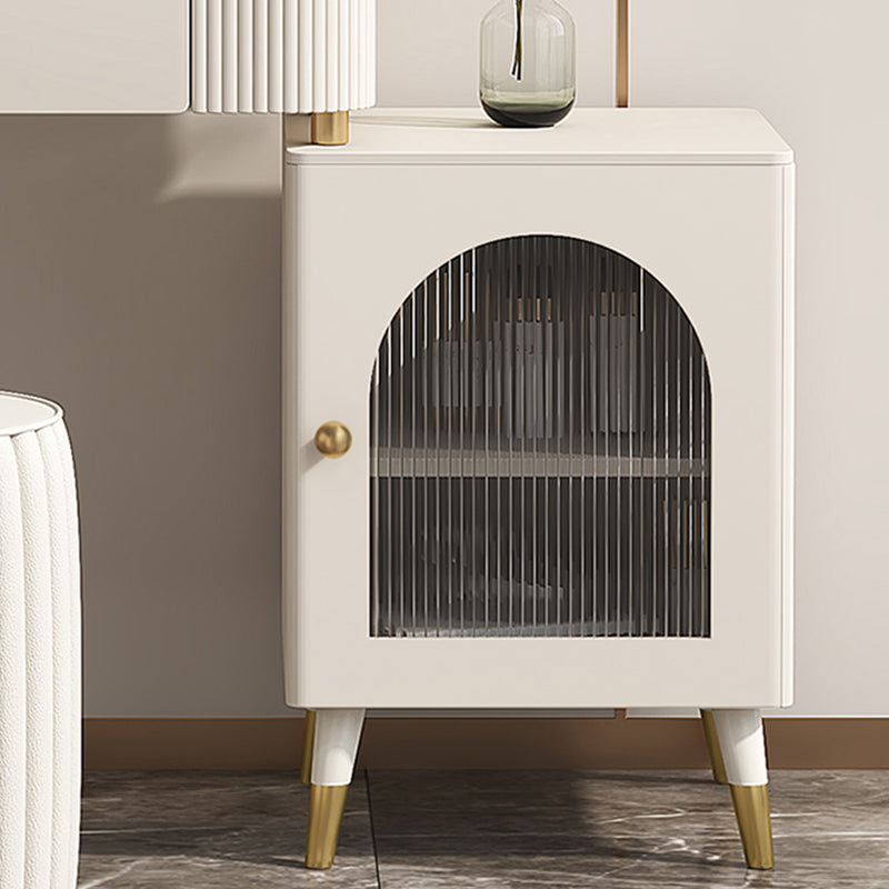 Contemporary Metal Vanity with Glass Accent Vanity Set with Stool